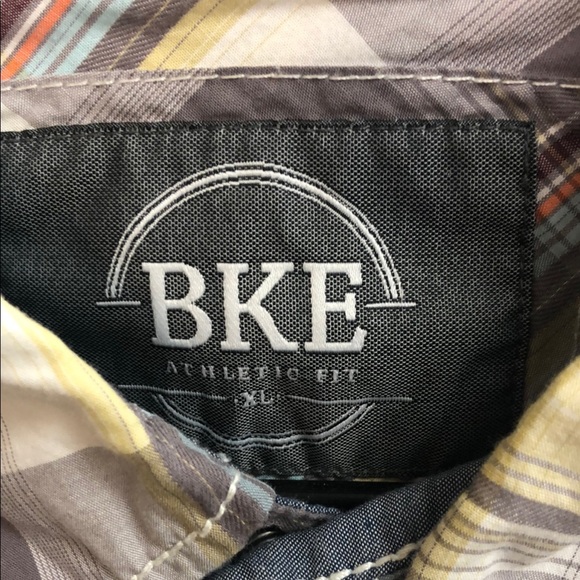 BKE Plaid Casual Button Down Shirt - Gray and Yellow - Picture 2 of 4